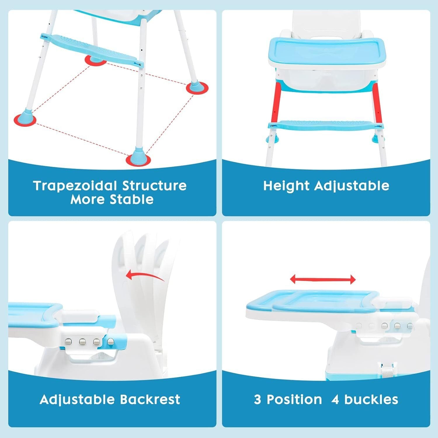 3 - in - 1 Baby High Chair Adjustable Feeding Chair Detachable Portable Highchair by KIDOO – Baby Product UK