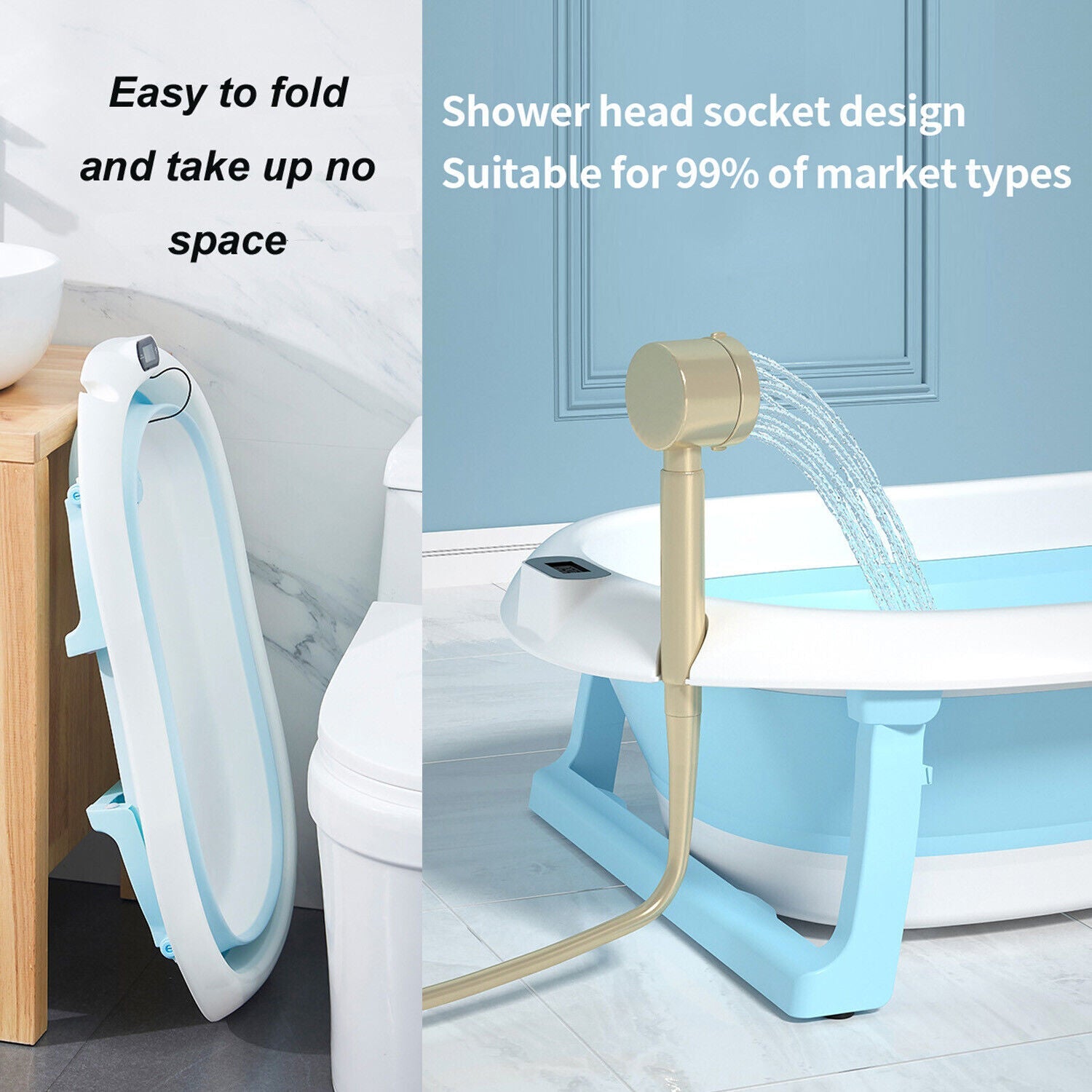 Baby Bath Tub Smart Sensor Temperature Portable Infant Bathtub Anti Slip Foldabl by KIDOO – Baby Product UK