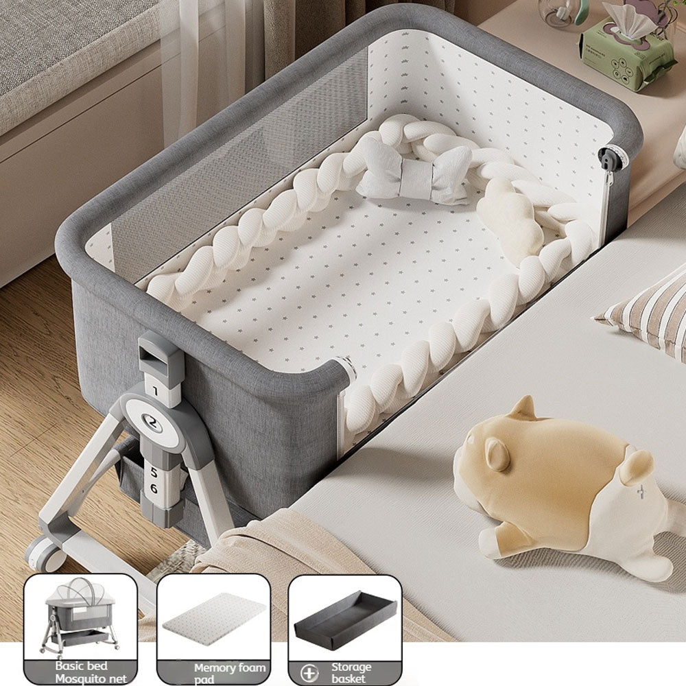 KIDOO® Baby Bedside Sleeper – Model 858 | Foldable & Breathable Crib for Newborns (0–18M / 9KG) by KIDOO – Baby Product UK