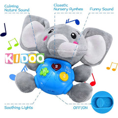 Musical Elephant Plush Toy – Soothing Lullabies, Lights & Sounds for Newborns by KIDOO – Baby Product UK