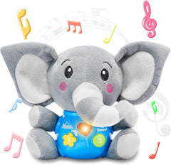 Musical Elephant Plush Toy – Soothing Lullabies, Lights & Sounds for Newborns by KIDOO – Baby Product UK