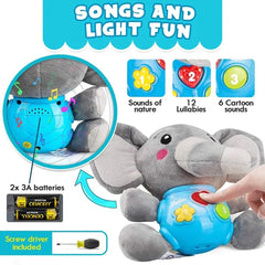 Musical Elephant Plush Toy – Soothing Lullabies, Lights & Sounds for Newborns by KIDOO – Baby Product UK