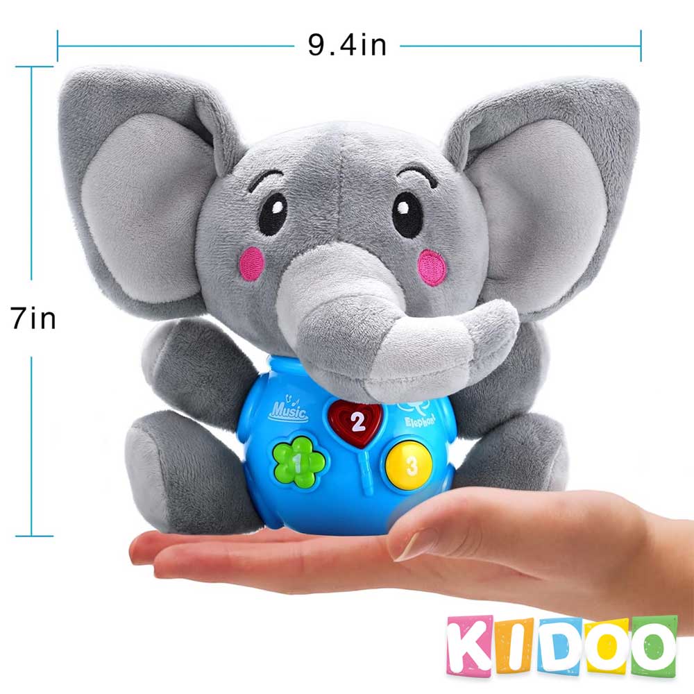 Musical Elephant Plush Toy – Soothing Lullabies, Lights & Sounds for Newborns by KIDOO – Baby Product UK