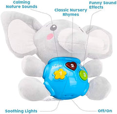 Musical Elephant Plush Toy – Soothing Lullabies, Lights & Sounds for Newborns by KIDOO – Baby Product UK