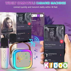 rtable Bluetooth Karaoke Machine with Microphones, Voice Effects & LED Lights – for Kids & Adults by KIDOO – Baby Product UK