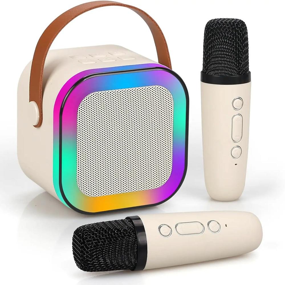 rtable Bluetooth Karaoke Machine with Microphones, Voice Effects & LED Lights – for Kids & Adults by KIDOO – Baby Product UK