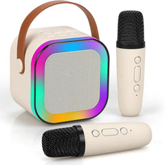 rtable Bluetooth Karaoke Machine with Microphones, Voice Effects & LED Lights – for Kids & Adults by KIDOO – Baby Product UK