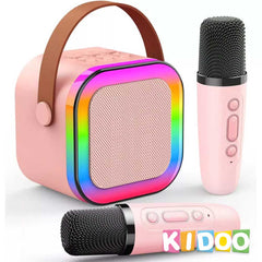 rtable Bluetooth Karaoke Machine with Microphones, Voice Effects & LED Lights – for Kids & Adults by KIDOO – Baby Product UK