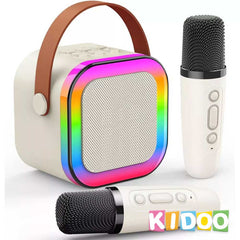 rtable Bluetooth Karaoke Machine with Microphones, Voice Effects & LED Lights – for Kids & Adults by KIDOO – Baby Product UK