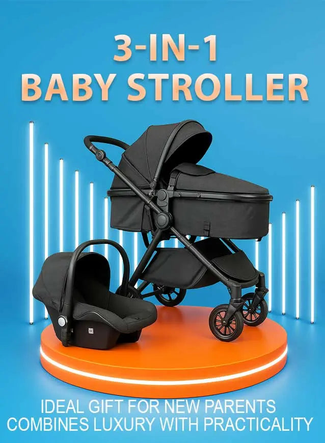 3-in-1 baby stroller with infant car seat and bassinet – luxury travel system for newborns