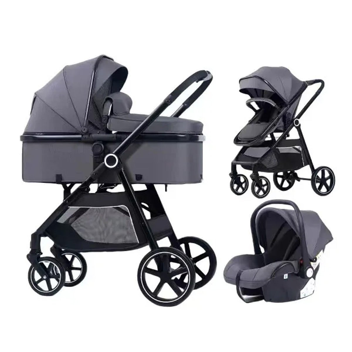 AT Performance Stroller 3 in 1 Set, with Infant Car Seat Mink PRO I - Size, Travel System, Baby Pushchair, Buggy , Foldable, Accessories, for Newborn, from Birth to 3 Years by KIDOO – Baby Product UK