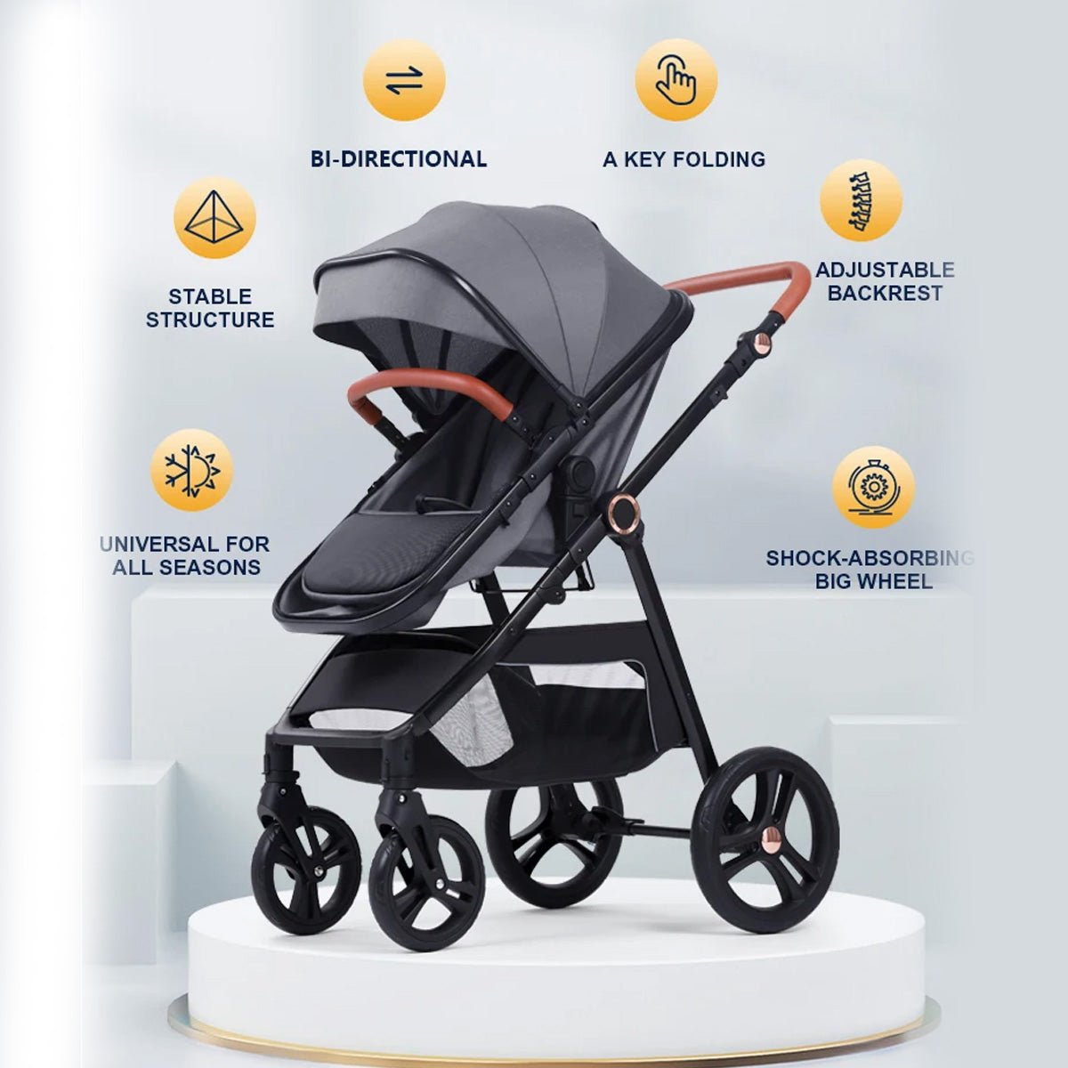 AT Performance Stroller 3 in 1 Set, with Infant Car Seat Mink PRO I - Size, Travel System, Baby Pushchair, Buggy , Foldable, Accessories, for Newborn, from Birth to 3 Years by KIDOO – Baby Product UK