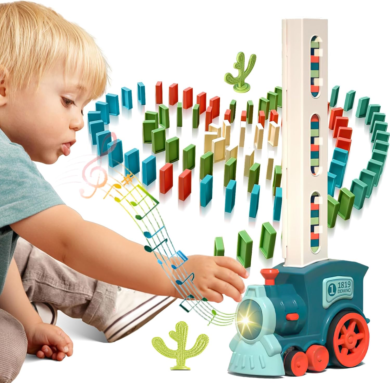 Domino Train Toy Set for Kids – Automatic Domino Laying Train with 100 Pieces | Educational STEM Gift Ages 3 - 12 by KIDOO – Baby Product UK