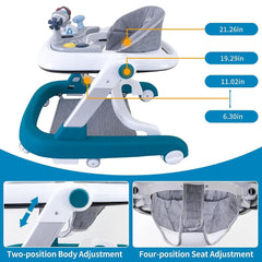 Feet Baby Walker Anti Fall Convertible Walker In To Push walker with Adjustable Speed Wheels & 2 Levels Height Adjustments & Detachable Toy Bar With Music & Light, by KIDOO – Baby Product UK