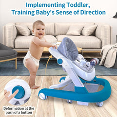 Feet Baby Walker Anti Fall Convertible Walker In To Push walker with Adjustable Speed Wheels & 2 Levels Height Adjustments & Detachable Toy Bar With Music & Light, by KIDOO – Baby Product UK
