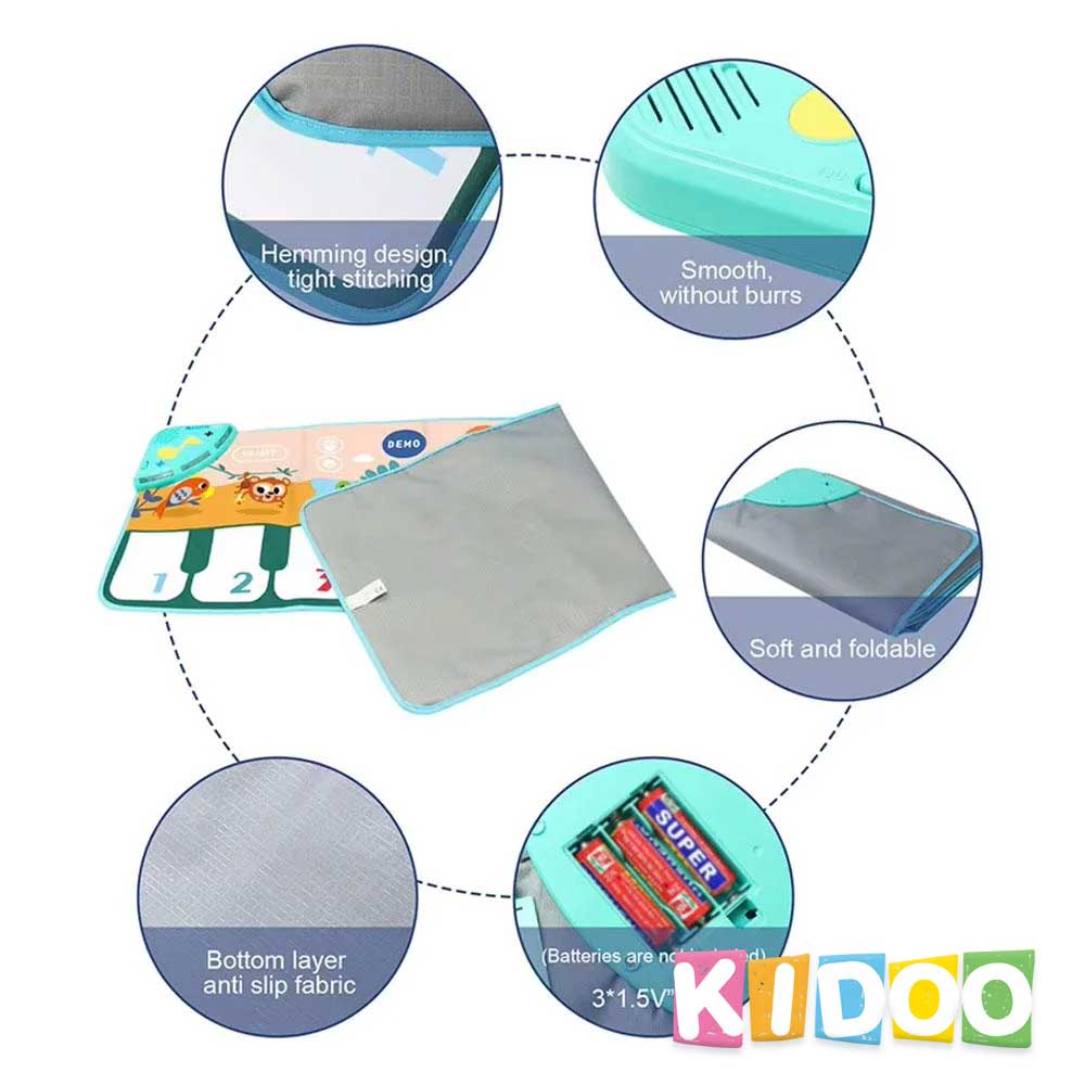 Jefshon Baby Piano Musical Mat – Interactive Music Playmat with Animal Sounds & Piano Keys | Educational Toy for Toddlers Ages 1 - 3 by KIDOO – Baby Product UK