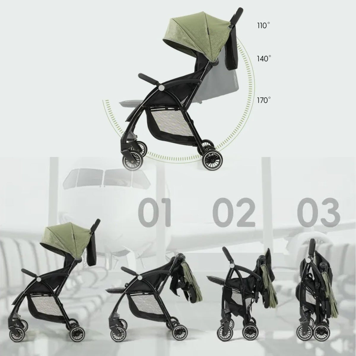 One click Stroller , Light and Portable Sit - down Foldable Suspension Four - wheel 0 - 3 Years Old Baby Stroller Baby Newborn Infant Girls Boys by KIDOO – Baby Product UK