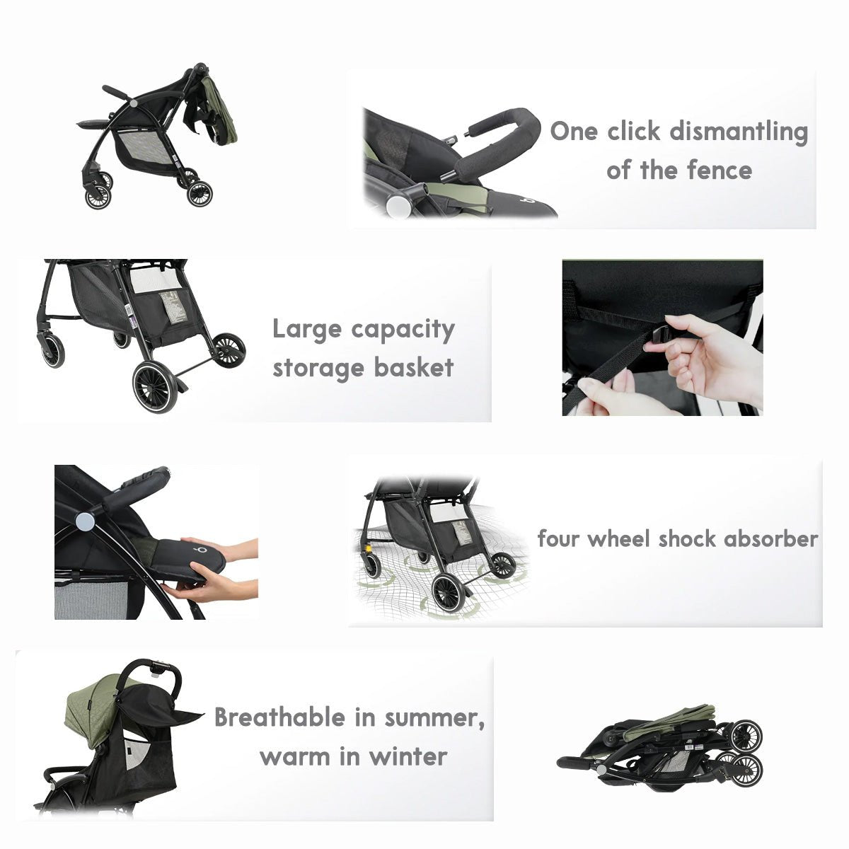 One click Stroller , Light and Portable Sit - down Foldable Suspension Four - wheel 0 - 3 Years Old Baby Stroller Baby Newborn Infant Girls Boys by KIDOO – Baby Product UK