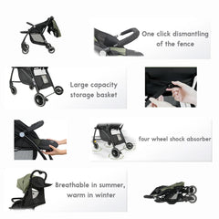 One click Stroller , Light and Portable Sit - down Foldable Suspension Four - wheel 0 - 3 Years Old Baby Stroller Baby Newborn Infant Girls Boys by KIDOO – Baby Product UK